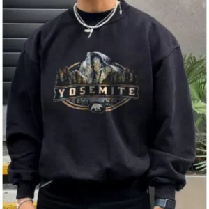 Yosemite California Print Sweatshirt - Black