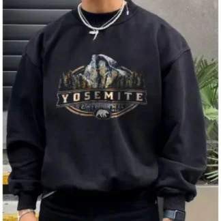 Yosemite California Print Sweatshirt - Black