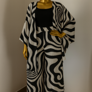Women's Co-ord Set: High-waist Wide-leg Trousers & Kimono Jacket - Image 9