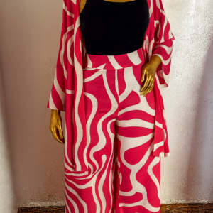 Women's Co-ord Set: High-waist Wide-leg Trousers & Kimono Jacket - Image 4