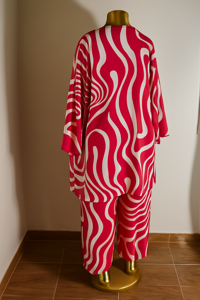 Women's Co-ord Set: High-waist Wide-leg Trousers & Kimono Jacket