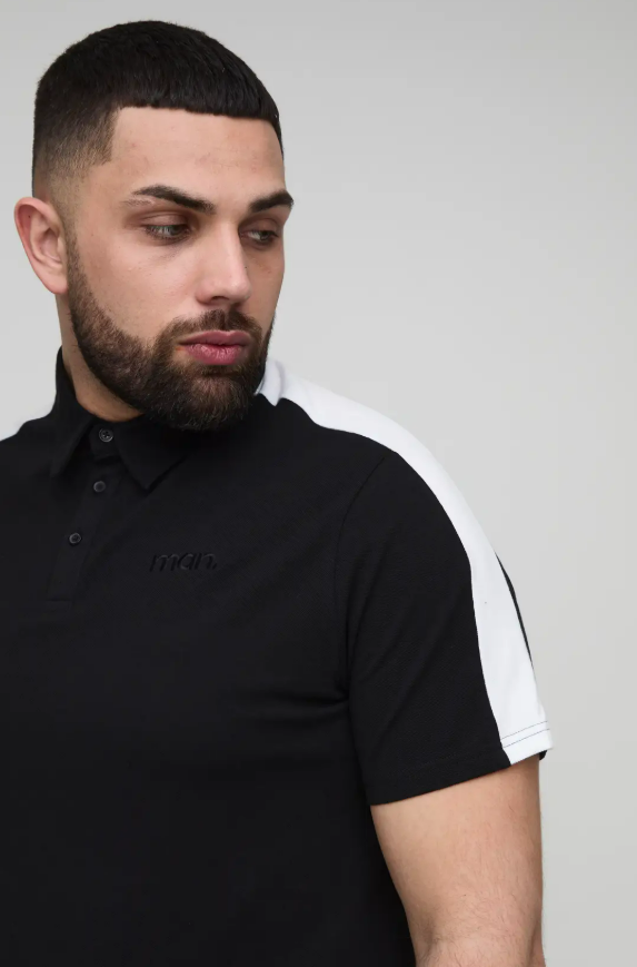boohooMan Pique Colour Block Polo