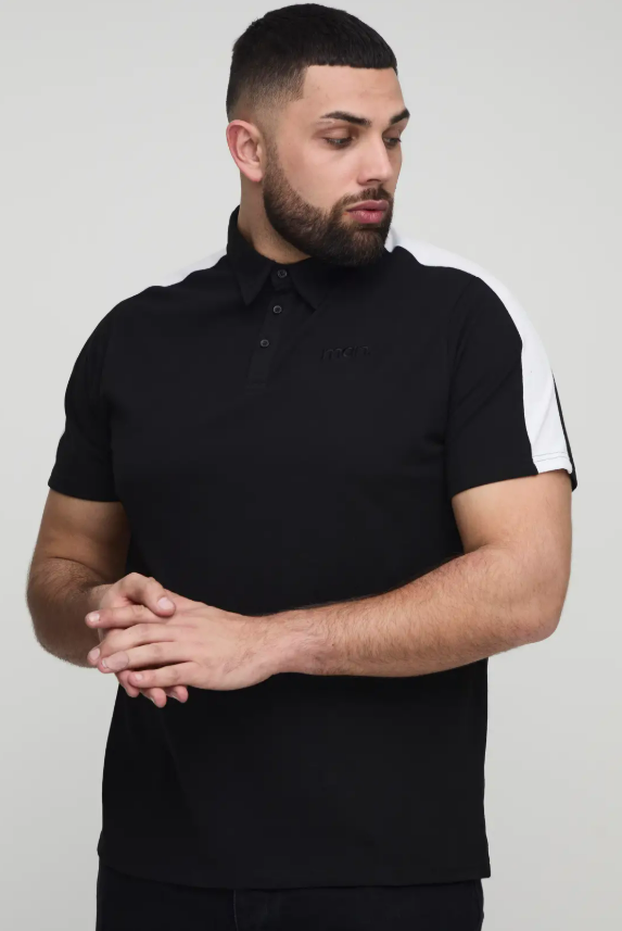 boohooMan Pique Colour Block Polo