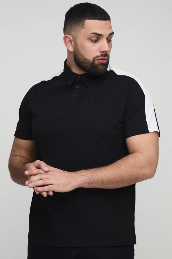 boohooMan Pique Colour Block Polo
