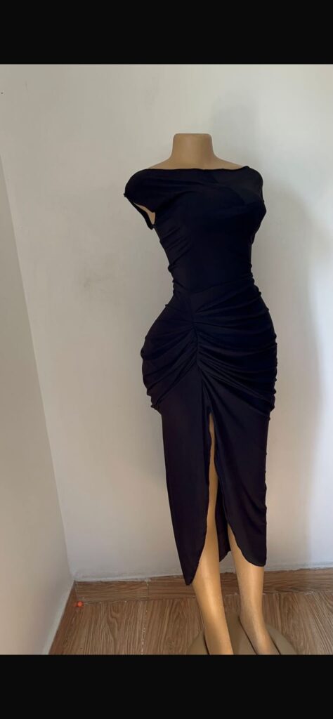 Stylish Elegant Solid Color Ruched Dress With Slit For Women