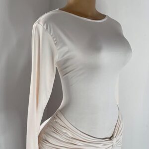 Elegant Long Sleeve Solid Color Bodycon Maxi Dress For Women - Image 2