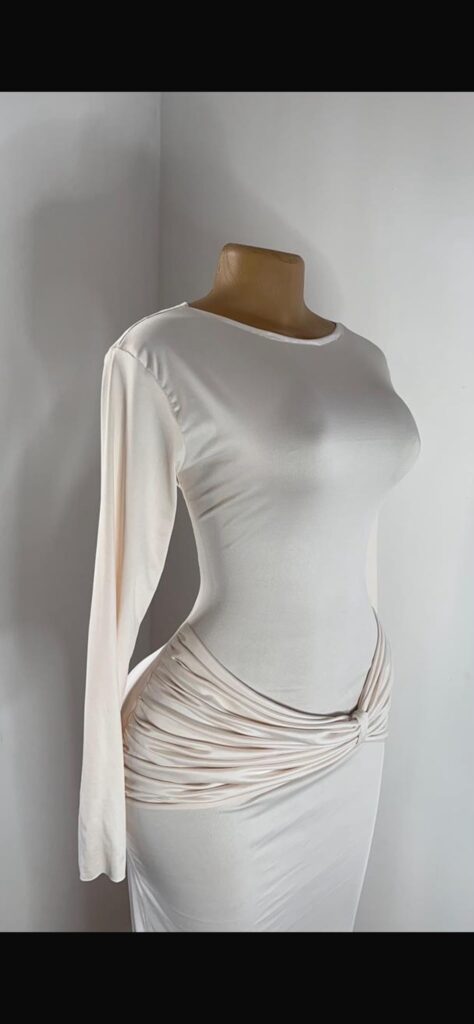 Elegant Long Sleeve Solid Color Bodycon Maxi Dress For Women