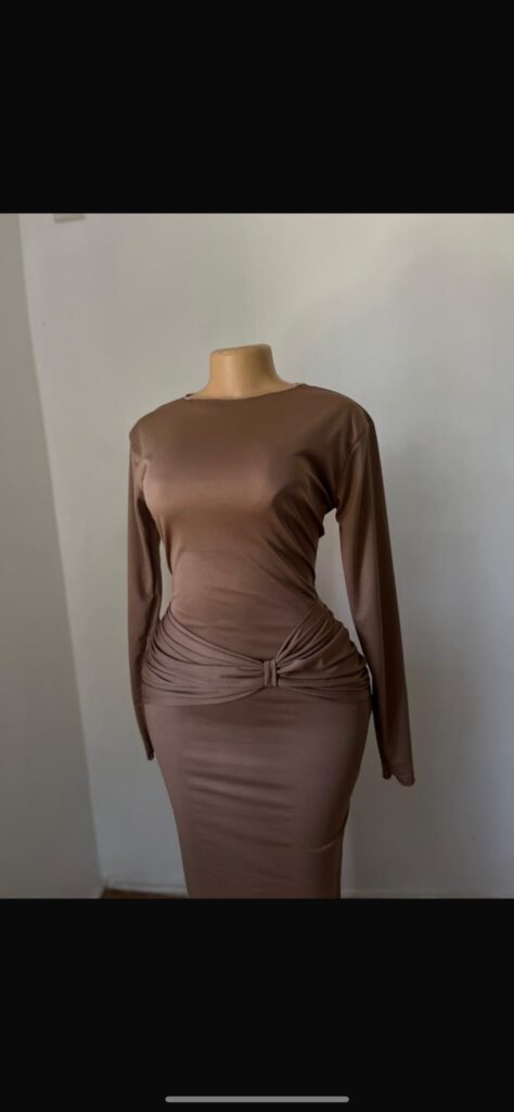 Elegant Long Sleeve Solid Color Bodycon Maxi Dress For Women