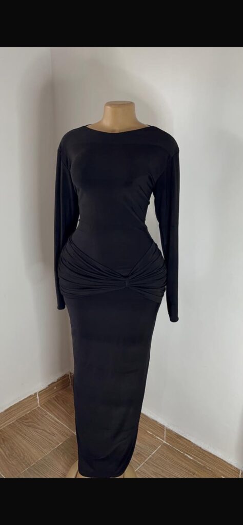 Elegant Long Sleeve Solid Color Bodycon Maxi Dress For Women