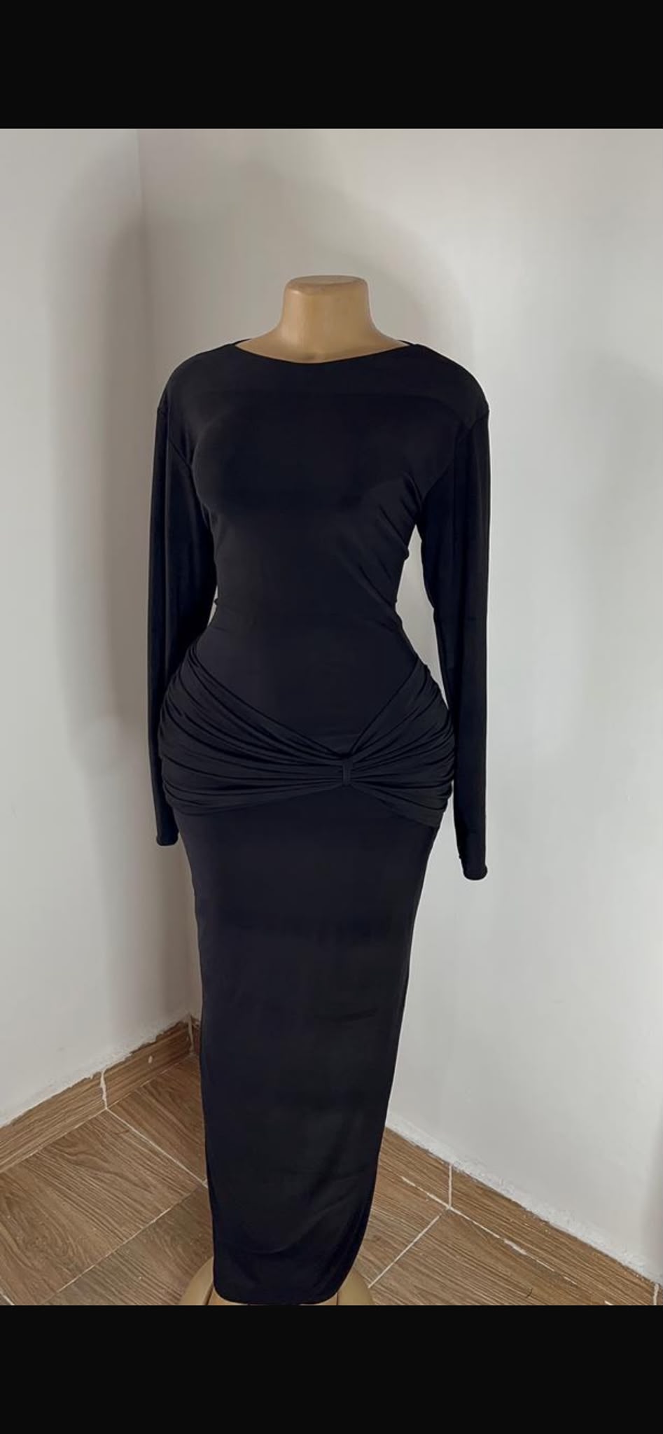 Elegant Long Sleeve Solid Color Bodycon Maxi Dress For Women - Image 6