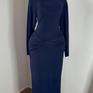 Elegant Long Sleeve Solid Color Bodycon Maxi Dress For Women - Image 5