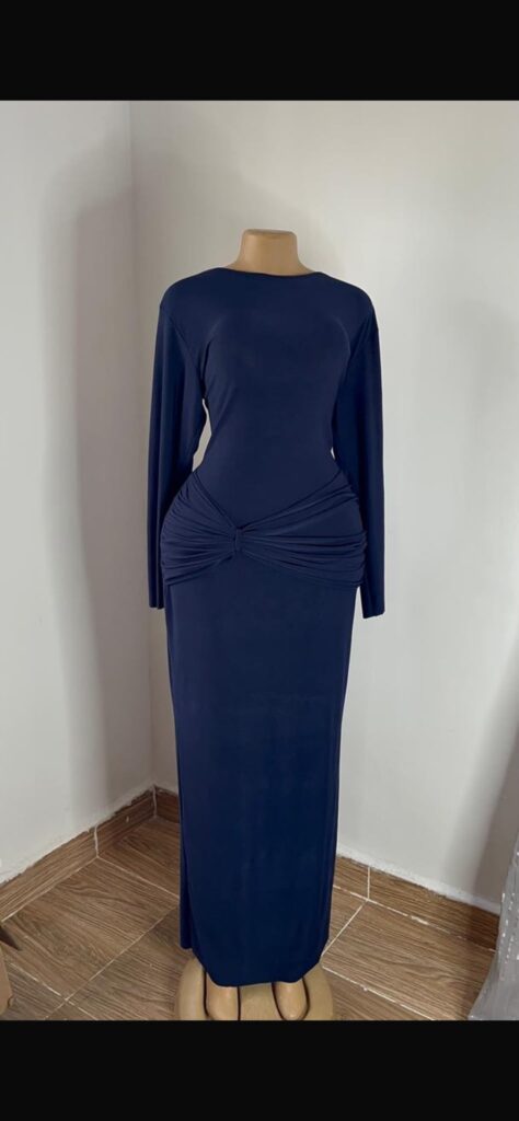 Elegant Long Sleeve Solid Color Bodycon Maxi Dress For Women