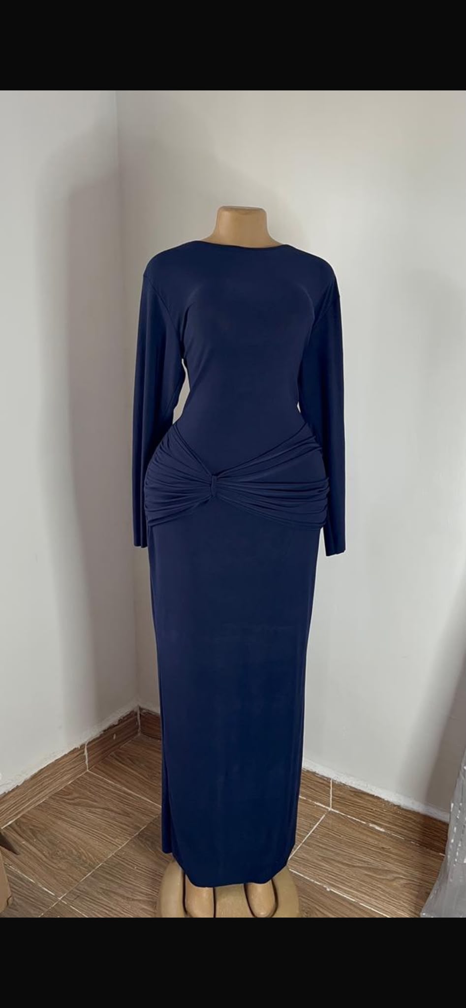 Elegant Long Sleeve Solid Color Bodycon Maxi Dress For Women - Image 5
