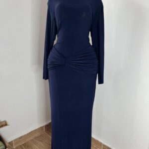 Elegant Long Sleeve Solid Color Bodycon Maxi Dress For Women - Image 4