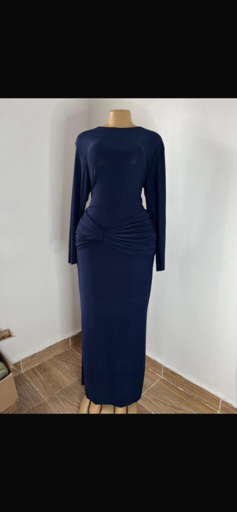 Elegant Long Sleeve Solid Color Bodycon Maxi Dress For Women