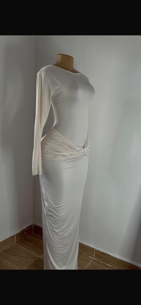 Elegant Long Sleeve Solid Color Bodycon Maxi Dress For Women