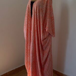 Women's Co-ord Set: High-waist Wide-leg Trousers & Kimono Jacket- Orange