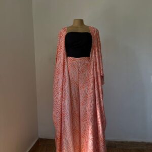 Women's Co-ord Set: High-waist Wide-leg Trousers & Kimono Jacket- Orange - Image 4