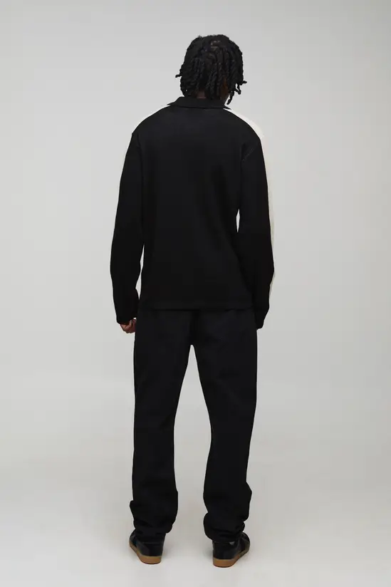 boohooMAN Tall Regular Long Sleeve Knitted Polo