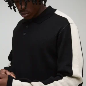 boohooMAN Tall Regular Long Sleeve Knitted Polo - Image 3