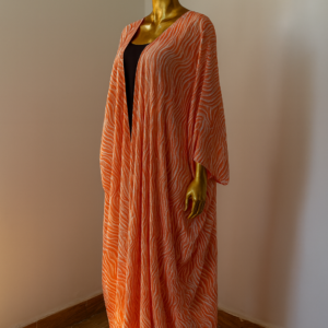 Women's Co-ord Set: High-waist Wide-leg Trousers & Kimono Jacket- Orange - Image 2